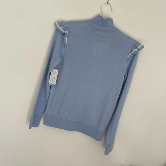 Polo Golf Ralph Lauren Womens Technical Cashmere Ruffle Sleeve Sweater Sz S NWT